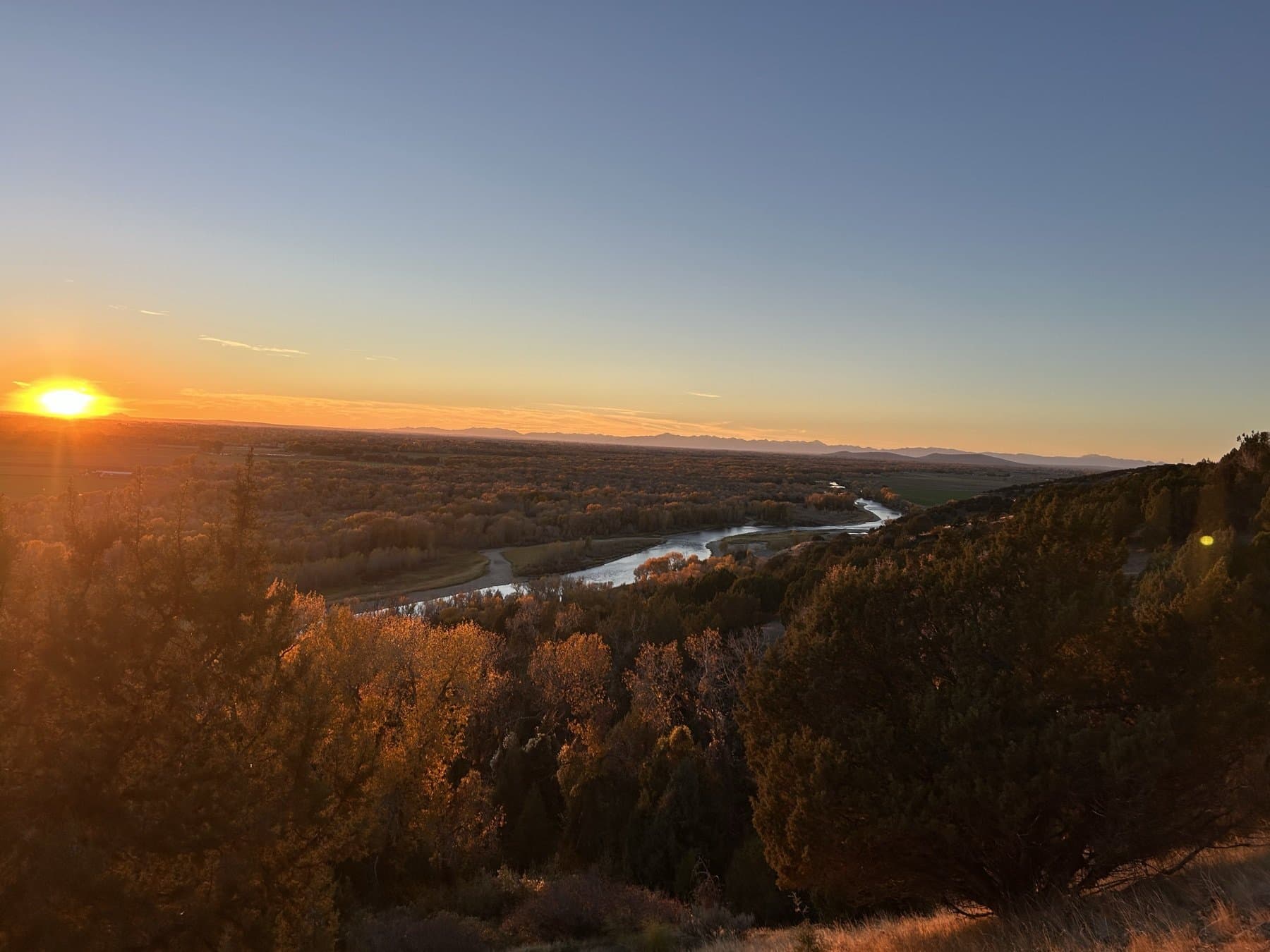 Sunset over the South Fork valley from a canyon overlook